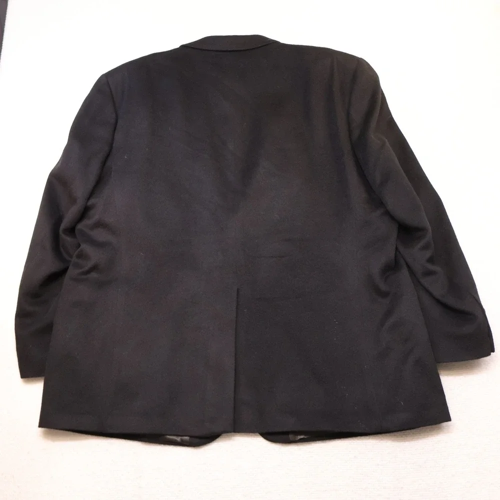 Mens 54L 100% Camel Hair Blazer Jacket Black 2-Button Sport Coat Vintage Luxury